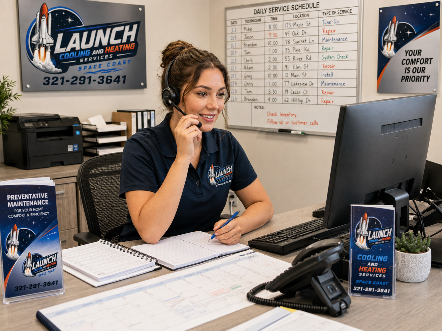 Launch Cooling and Heating dispatcher helping customers and coordinating service calls